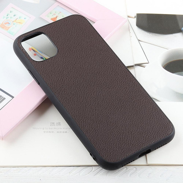 Bead Texture Genuine Leatherette Protective Case - iPhone 11(Coffee)