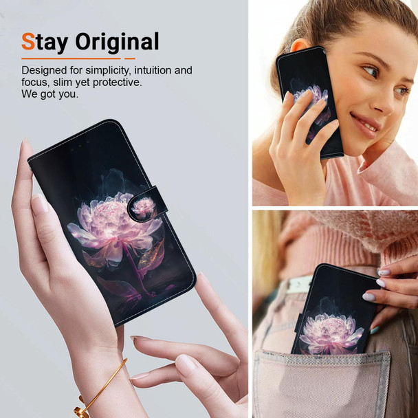 For OPPO F25 Pro 5G Global Crystal Texture Colored Drawing Leather Phone Case(Purple Peony)