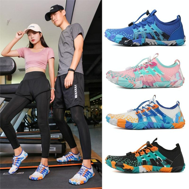 Couple Fitness Shoes Quick-drying Breathable Shock-absorbing Beach Sneakers, Size: 44(Black)