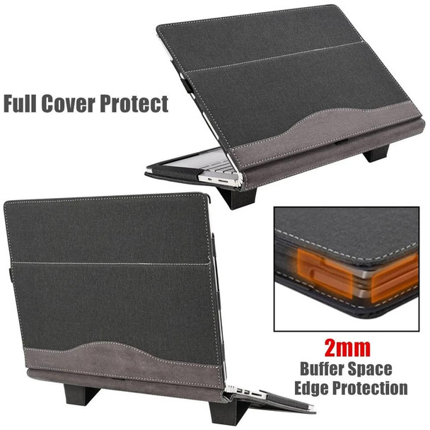 For Samsung Galaxy Book Pro 360 15.6 inch Leather Laptop Anti-Fall Protective Case With Stand(Black)