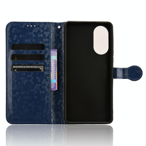 For ZTE Anshin Family A303ZT JP Version Honeycomb Dot Texture Leather Phone Case(Blue)