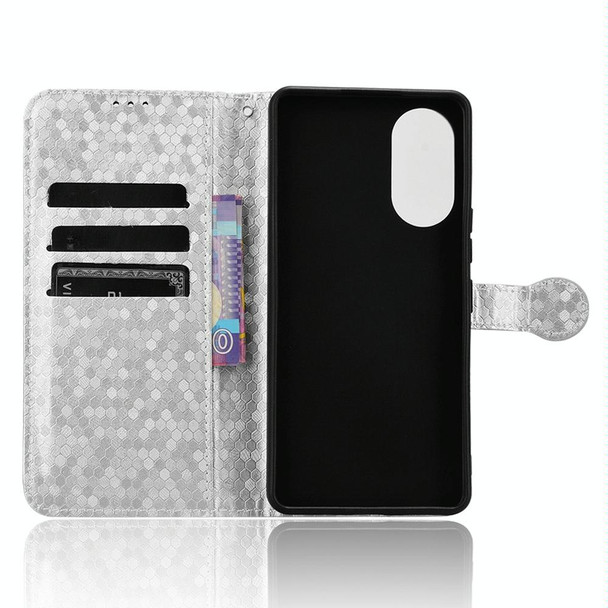 For ZTE Anshin Family A303ZT JP Version Honeycomb Dot Texture Leather Phone Case(Silver)