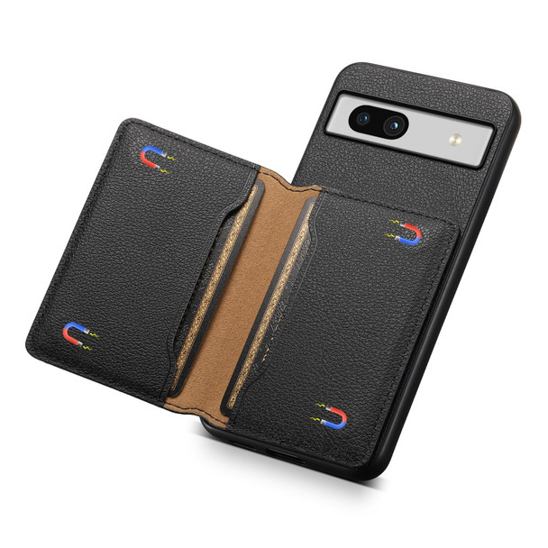 For Google Pixel 7a Calf Texture Card Bag Design Full Coverage Phone Case(Black)