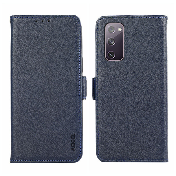 For Samsung Galaxy S20 FE ABEEL Side-Magnetic Litchi Pattern Leather RFID Phone Case(Blue)