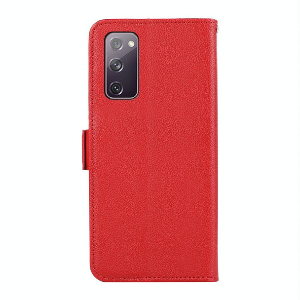 For Samsung Galaxy S20 FE ABEEL Side-Magnetic Litchi Pattern Leather RFID Phone Case(Red)