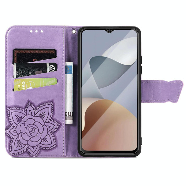 For ZTE  Blade A54 Butterfly Love Flower Embossed Leather Phone Case(Light Purple)