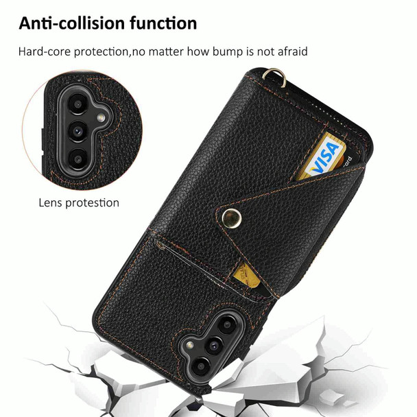 For Samsung Galaxy A24 Crossbody Zipper Card Bag RFID Anti-theft Phone Case(Black)
