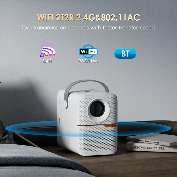 GXMO P10 Android 10 OS HD Portable WiFi Projector, Plug Type:US Plug(White)