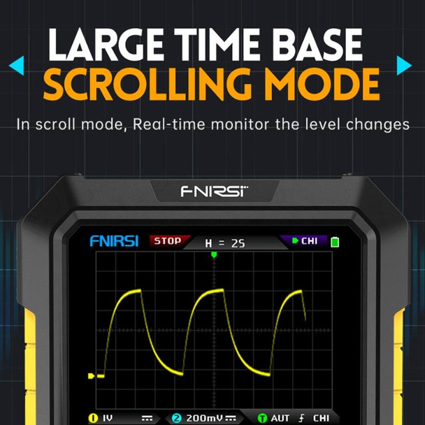 FNIRSI 2 In 1 Small Handheld Fluorescence Digital Dual-Channel Oscilloscope, US Plug(Yellow)