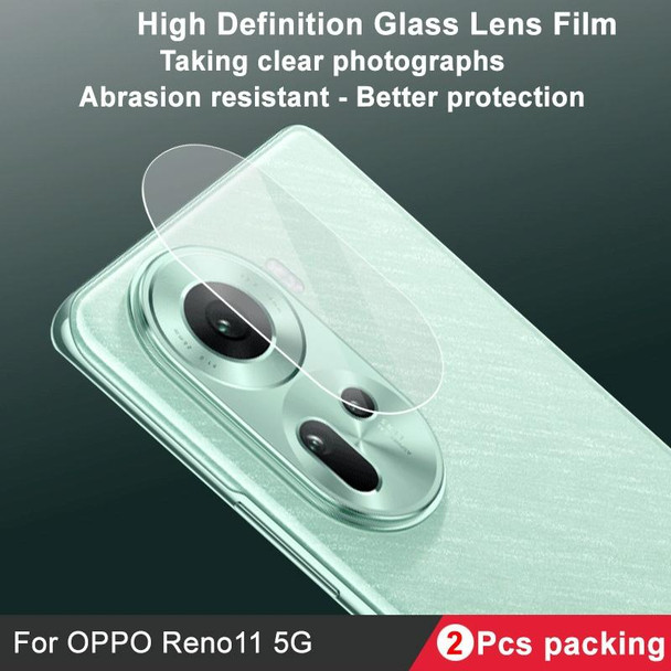 For OPPO Reno11 5G Global 2 PCS/Set IMAK HD Glass Rear Camera Lens Film