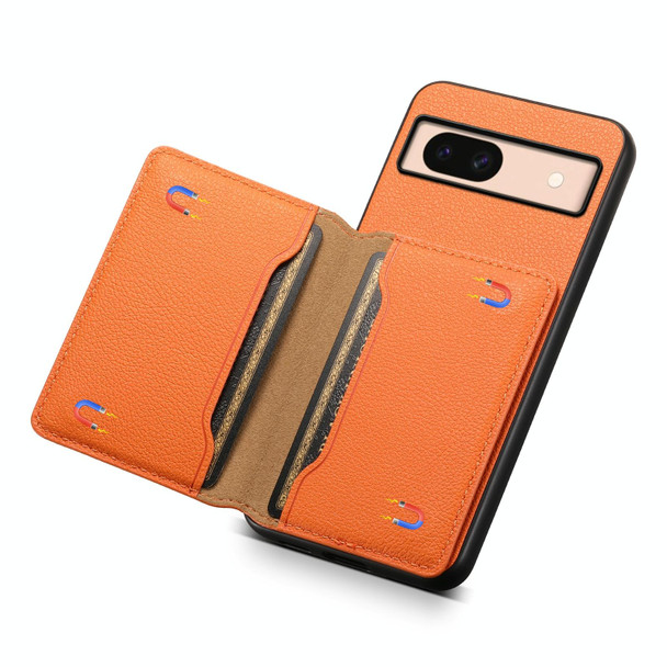 For Google Pixel 8a Calf Texture Card Bag Design Full Coverage Phone Case(Orange)