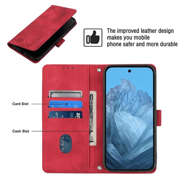 For Google Pixel 9 Skin-feel Embossed Leather Phone Case(Red)