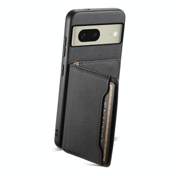 For Google Pixel 8 Calf Texture Card Bag Design Full Coverage Phone Case(Black)