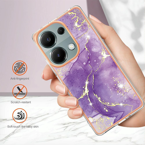 For Xiaomi Poco M6 Pro 4G Electroplating Marble Dual-side IMD Phone Case(Purple 002)