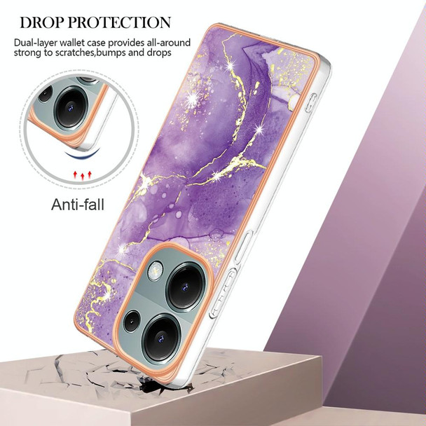 For Xiaomi Poco M6 Pro 4G Electroplating Marble Dual-side IMD Phone Case(Purple 002)