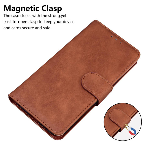 For Realme 12 Pro+ Global Skin Feel Pure Color Flip Leather Phone Case(Brown)