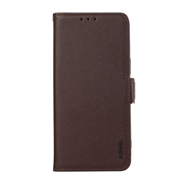 For Samsung Galaxy S23 FE 5G ABEEL Side-Magnetic Litchi Pattern Leather RFID Phone Case(Brown)