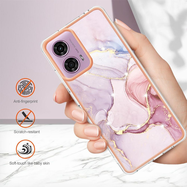 For Motorola Moto G24 4G / G04 4G Electroplating Marble Dual-side IMD Phone Case(Rose Gold 005)