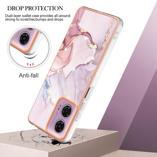 For Motorola Moto G24 4G / G04 4G Electroplating Marble Dual-side IMD Phone Case(Rose Gold 005)