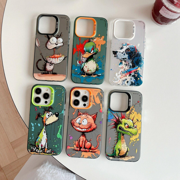 For iPhone 13 Pro Animal Pattern Oil Painting Series PC + TPU Phone Case(Colorful Cattle)