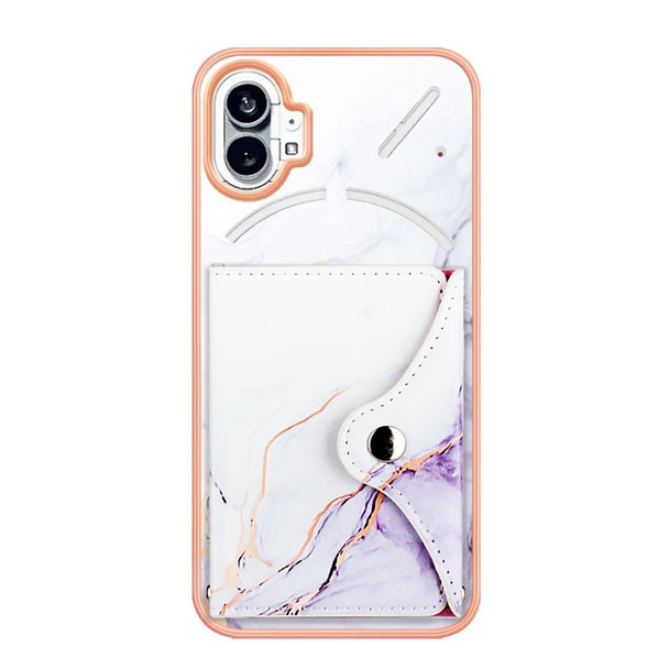 For Nothing Phone 1 Marble Pattern IMD Card Slot Phone Case(White Purple)