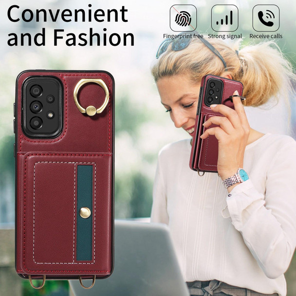 For Samsung Galaxy A33 5G Crossbodys Wallet Bag Ring Holder Leather Phone Case(Red)