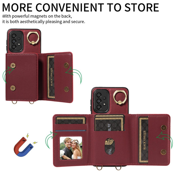 For Samsung Galaxy A33 5G Crossbodys Wallet Bag Ring Holder Leather Phone Case(Red)