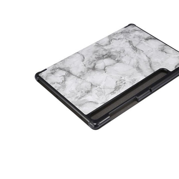 Samsung Galaxy Tab S8+ / Tab S8 Plus / Tab S7 FE / Tab S7+ / T970 Marble Texture Pattern Horizontal Flip Leather Case, with Three-folding Holder & Sleep / Wake-up Function(Black Grey)