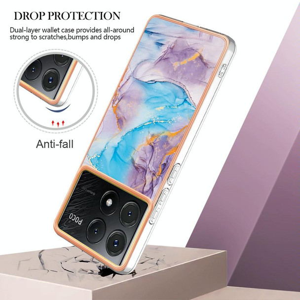 For Xiaomi Redmi K70E Electroplating IMD TPU Phone Case(Blue Marble)