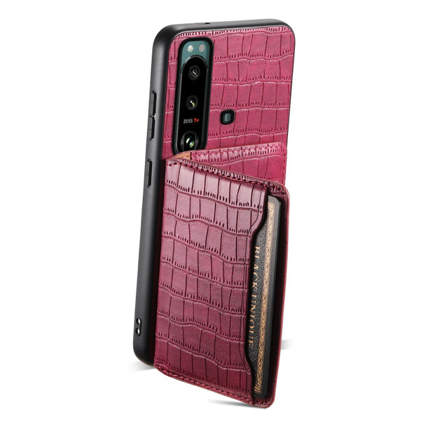 For Sony Xperia 5 III Crocodile Texture Card Bag Design Full Coverage Phone Case(Red)