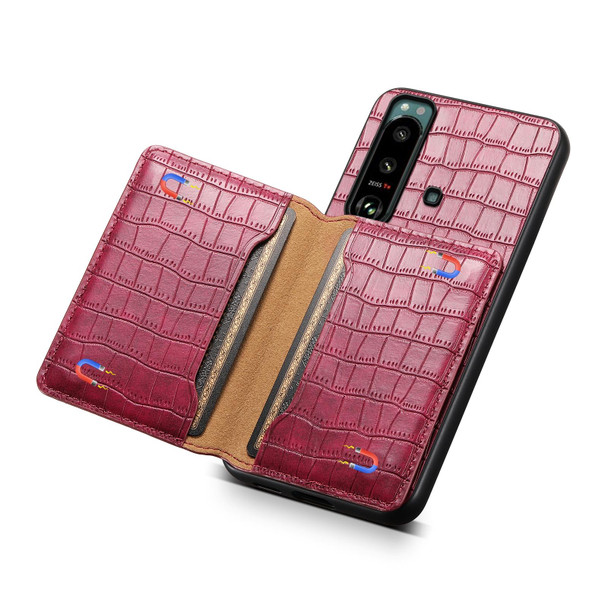 For Sony Xperia 5 III Crocodile Texture Card Bag Design Full Coverage Phone Case(Red)