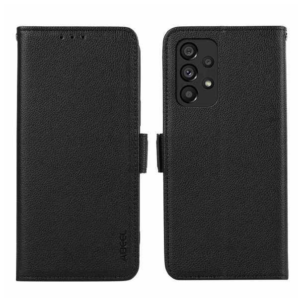 For Samsung Galaxy A33 5G ABEEL Side-Magnetic Litchi Pattern Leather RFID Phone Case(Black)