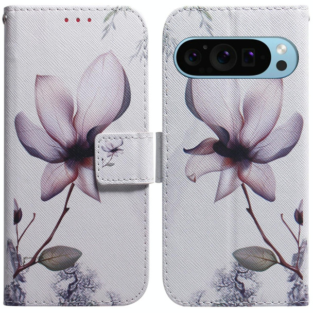 For Google Pixel 9 Coloured Drawing Flip Leather Phone Case(Magnolia)