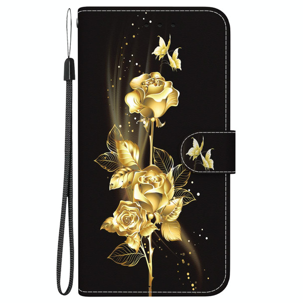 For OPPO F25 Pro 5G Global Crystal Texture Colored Drawing Leather Phone Case(Gold Butterfly Rose)