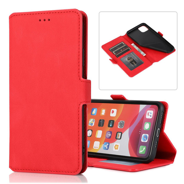 iPhone 11 Pro Max Retro Magnetic Closing Clasp Horizontal Flip Leather Case with Holder & Card Slots & Photo Frame & Wallet(Red)