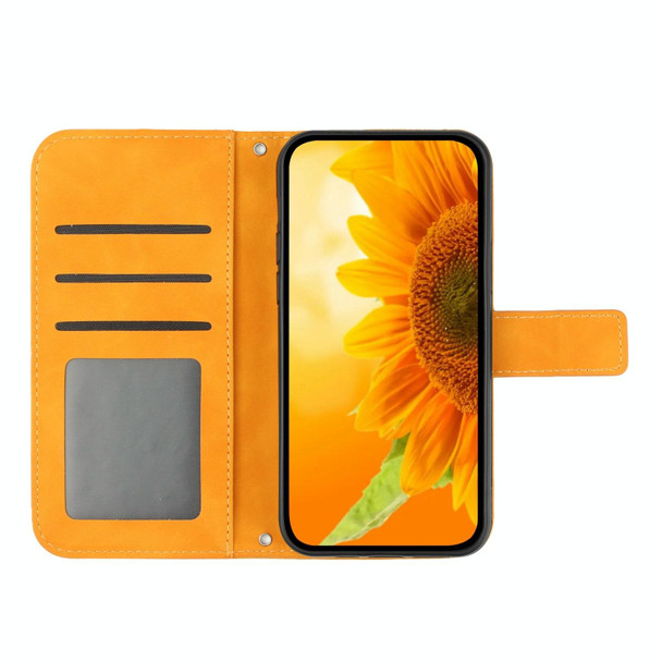 For ZTE Anshin Family A303ZT Skin Feel Sun Flower Pattern Leather Phone Case with Lanyard(Yellow)