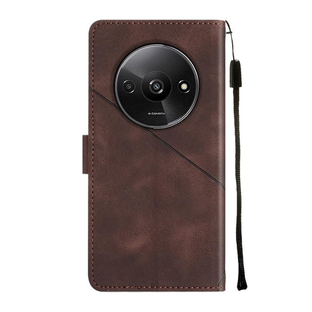 For Xiaomi Redmi A3 Skin-feel Embossed Leather Phone Case(Brown)