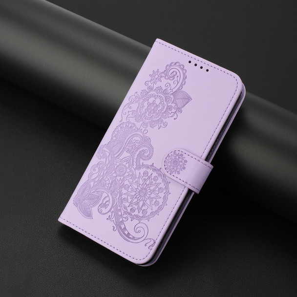 For Tecno Spark Go 2023 Datura Flower Embossed Flip Leather Phone Case(Purple)