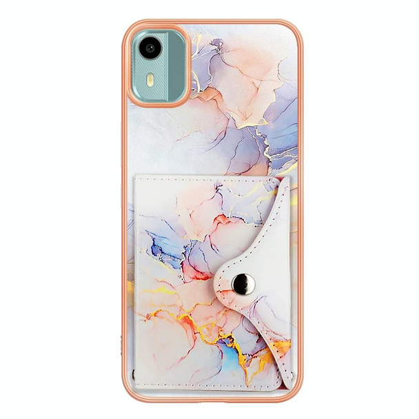 For Nokia C12 Marble Pattern IMD Card Slot Phone Case(Galaxy Marble White)