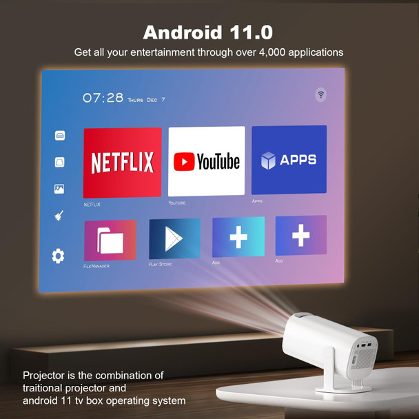 GXMO P30 Android 11 OS HD Portable WiFi Projector, Plug Type:AU Plug(White)