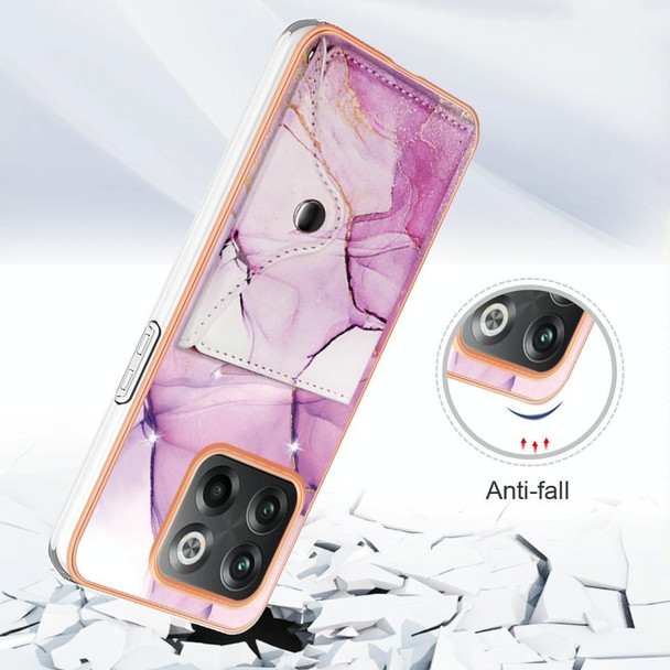 For OnePlus 10T 5G / Ace Pro Marble Pattern IMD Card Slot Phone Case(Pink Purple Gold)