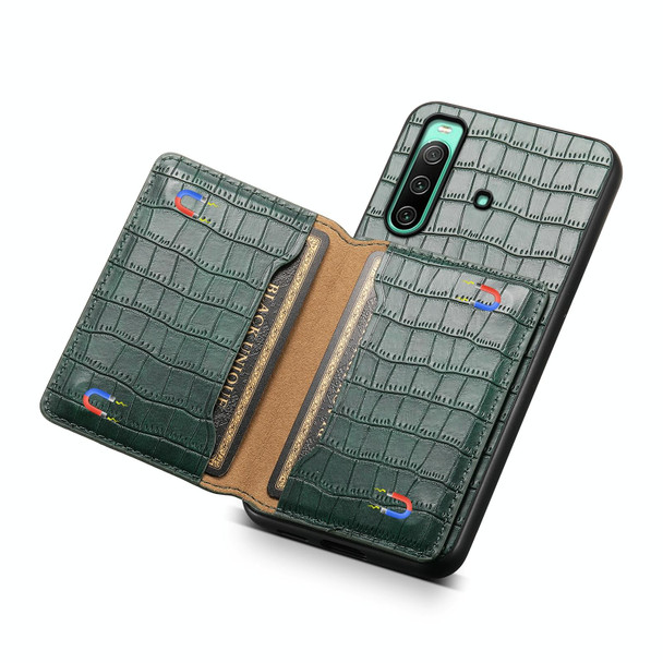 For Sony Xperia 10 IV Crocodile Texture Card Bag Design Full Coverage Phone Case(Green)