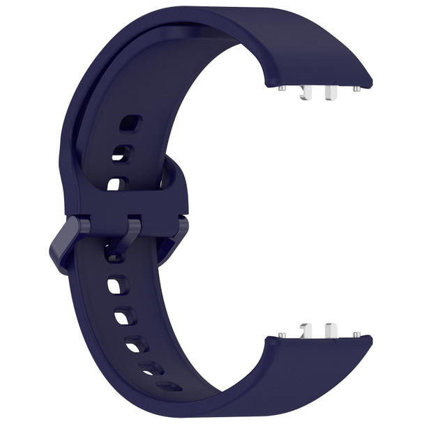 For Samsung Galaxy Fit 3 Solid Color Colorful Buckle Silicone Watch Band(Dark Blue)