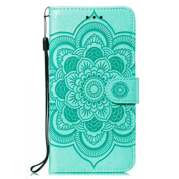 For Motorola Moto G73 Sun Mandala Embossing Pattern Phone Leather Case(Green)