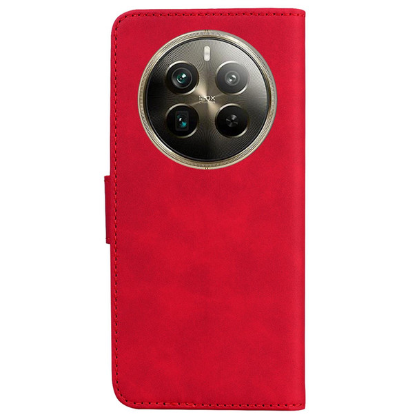 For Realme 12 Pro+ Global Skin Feel Pure Color Flip Leather Phone Case(Red)