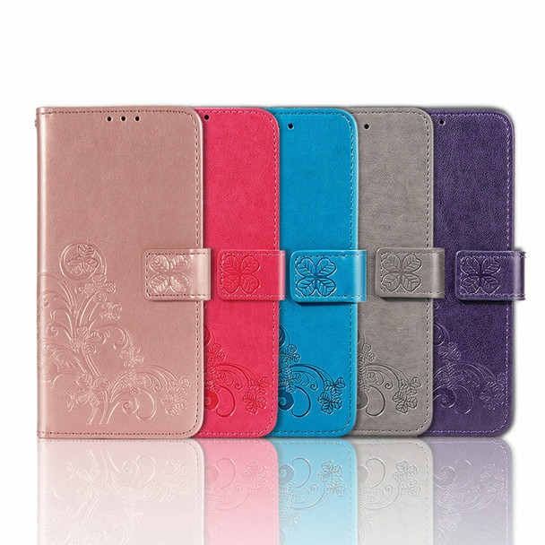 For ZTE Blade A73 4G Four-leaf Clasp Embossed Leather Phone Case(Rrey)