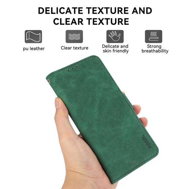 For Samsung Galaxy A24 4G ABEEL Frosted Magnetic RFID Leather Phone Case(Green)