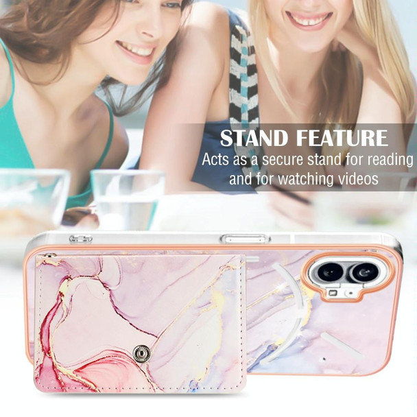 For Nothing Phone 1 Marble Pattern IMD Card Slot Phone Case(Rose Gold)