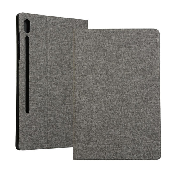 Samsung Galaxy Tab S8+ / Tab S8 Plus / Tab S7 FE / Tab S7+ / T970 Fabric Texture Horizontal Flip PU Leather Case with Holder(Grey)