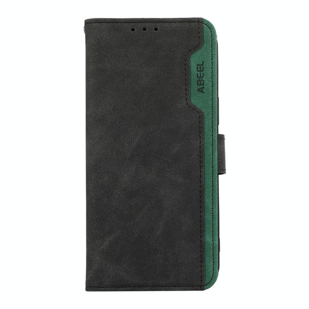 For Samsung Galaxy A15 5G ABEEL Color Block Magnetic RFID Leather Phone Case(Black-Green)